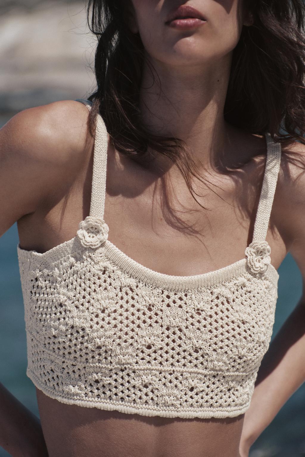 Top en Maille Pointelle à Fleurs (4)